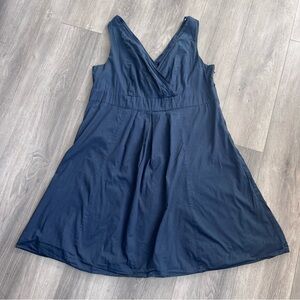 Lands' End Women's Fit And Flare Sleeveless Dress Size 18 Lined Side Zip Navy